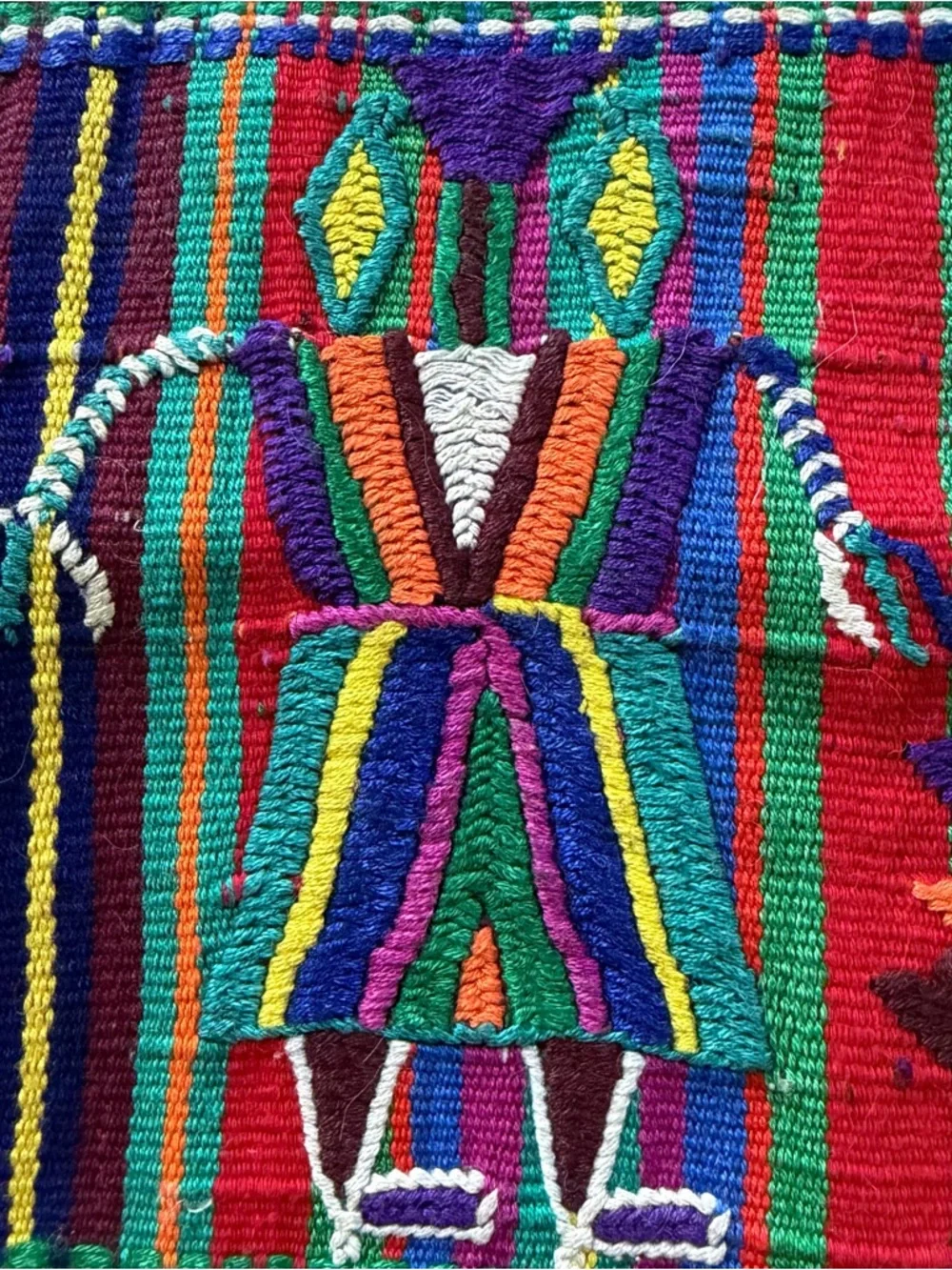 Vintage Guatemalan Textile Table Runner 30x52 Handwoven Embroidered Boho